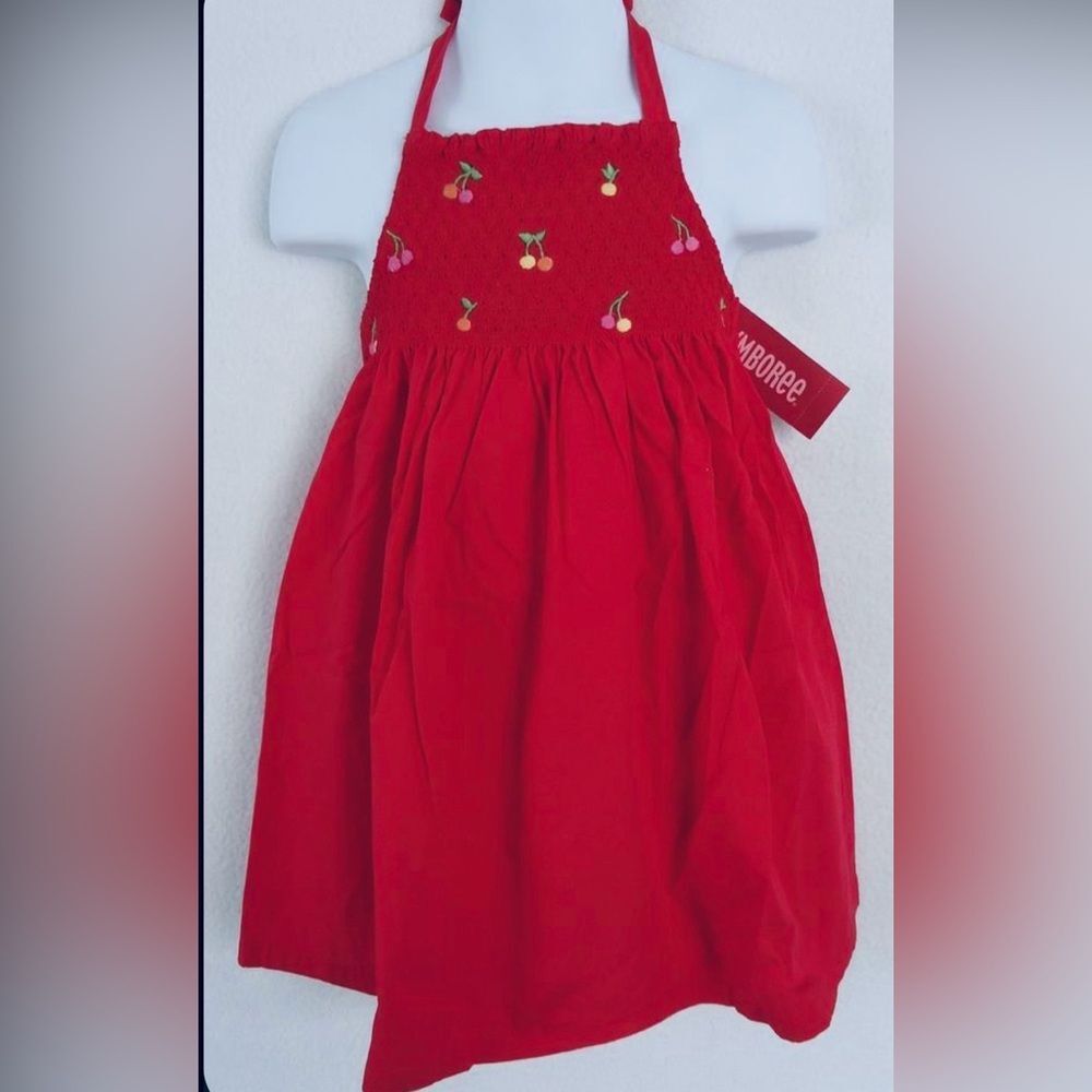 NEW Gymboree girl 18-24 red pink smocked Cherry Baby Embroider halter top dress